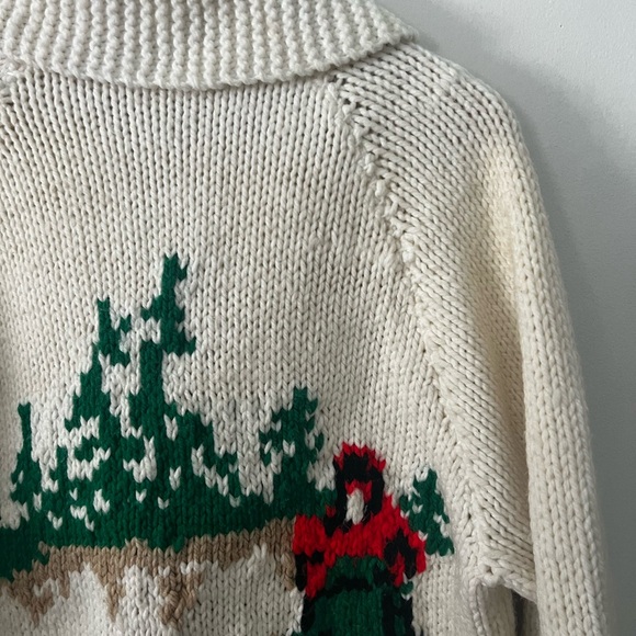 Vintage Hand Knit Wool Sweater with Sledding Design - Picture 11 of 15